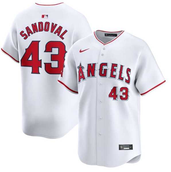 Mens Los Angeles Angels #43 Patrick Sandoval White Home Limited Baseball Stitched Jersey Dzhi->los angeles angels->MLB Jersey